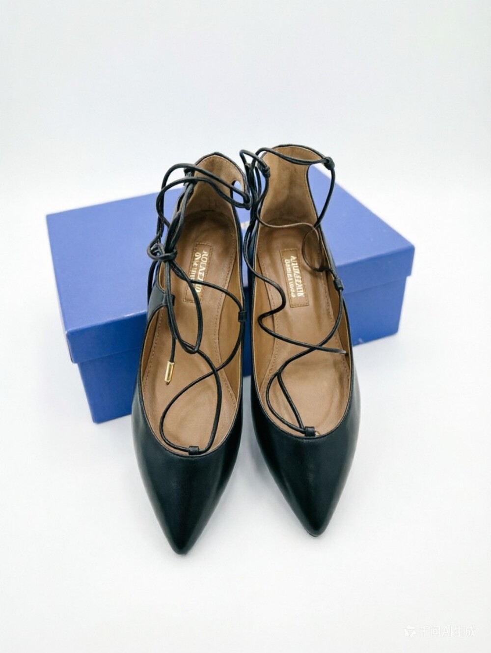 Aquazzura Black Leather Christy Ballet Flats
